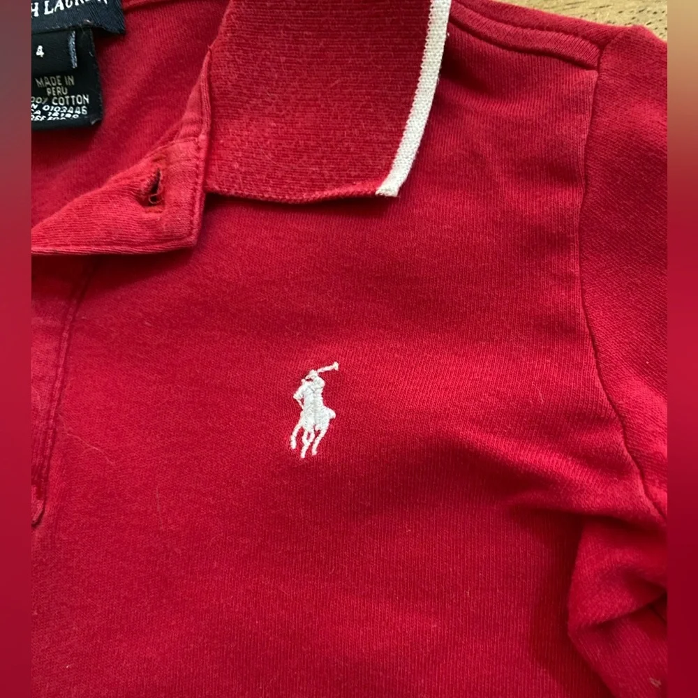 Vintage Ralph Lauren Girls’‎ Sz 4 Red Long Sleeve Cotton Polo Dress